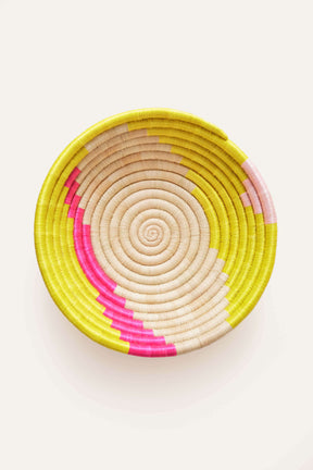 pink + yellow woven bowl