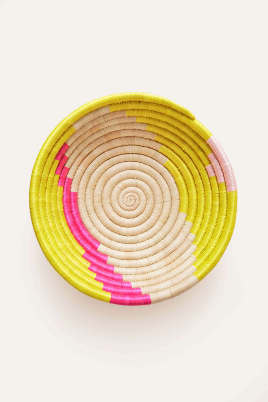 pink + yellow woven bowl