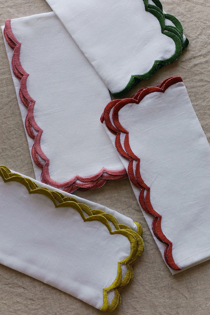 colorful linen embroidered napkins set of 4