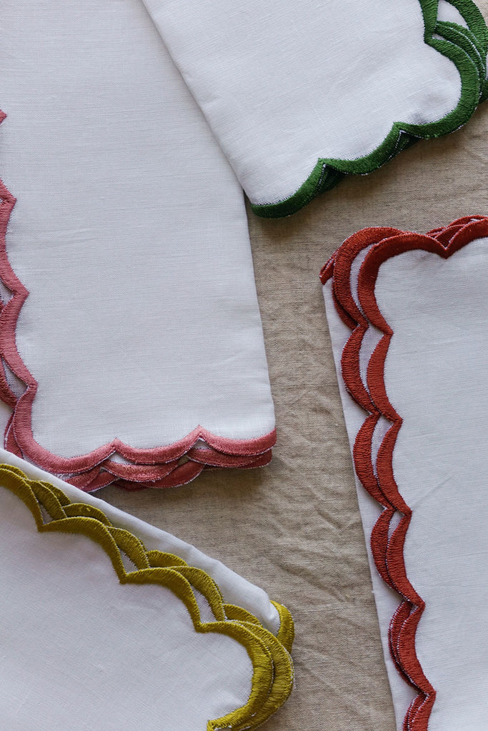 colorful linen embroidered napkins