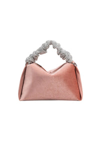 mini top handle bag in pink and silver