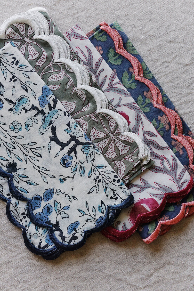 fall floral napkins shop scalloped cloth napkins on wallflower Studio