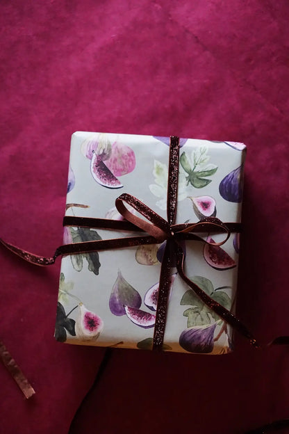Figs print holiday gift wrap sheets - handmade wrapping paper at wallflower