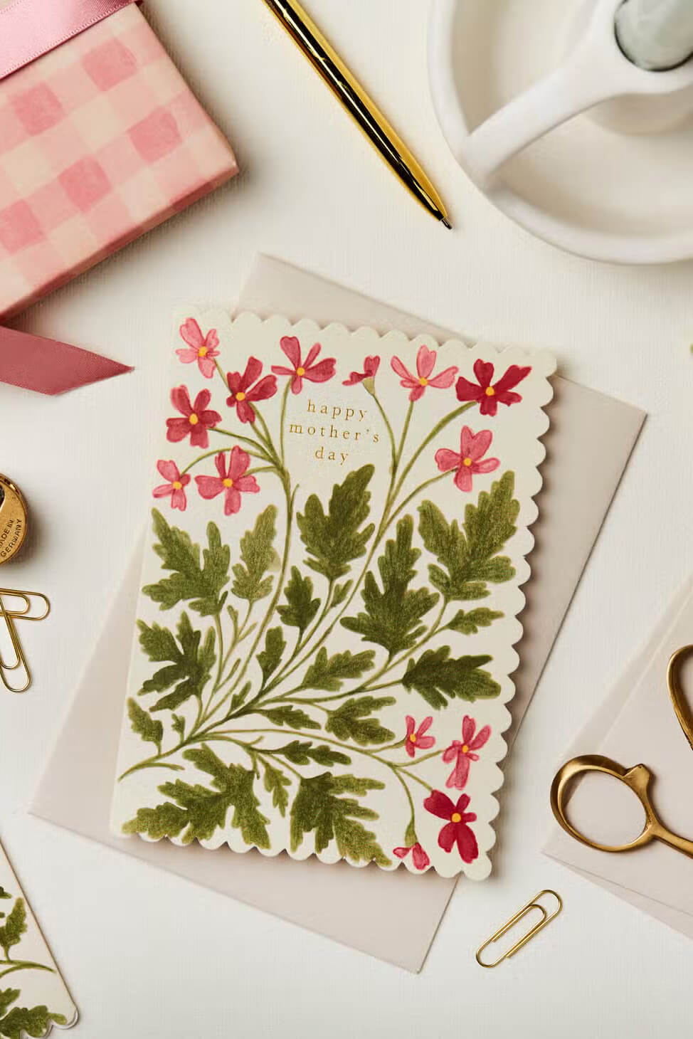 floral mothers day card with gold foil detail - wallflower shop 🌸