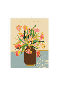 handpainted floral thank you card - wallflower stationery shop