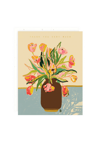 handpainted floral thank you card - wallflower stationery shop