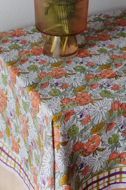 floral tablecloth spring block print