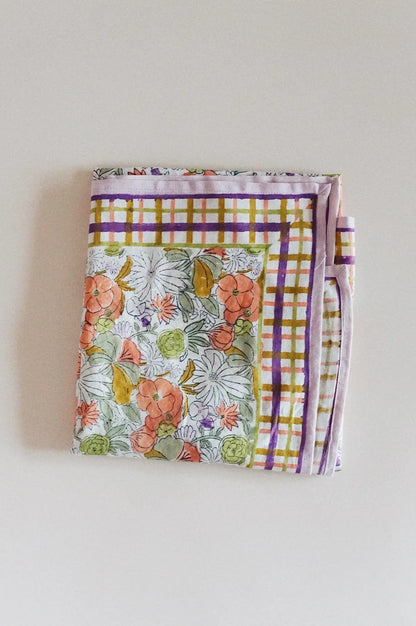 floral square scarf purple green