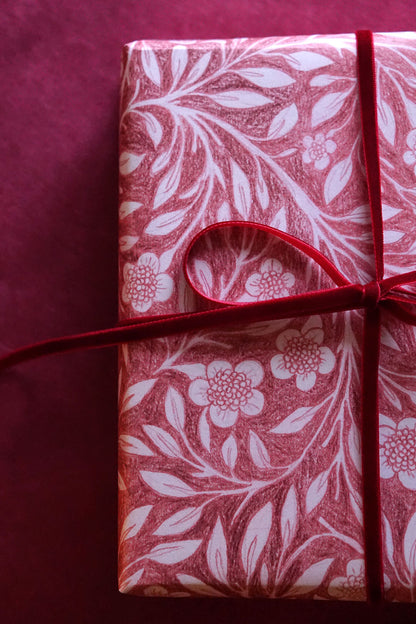 pink floral wrapping paper with botanical illustration - shop gift wrap on wallflower