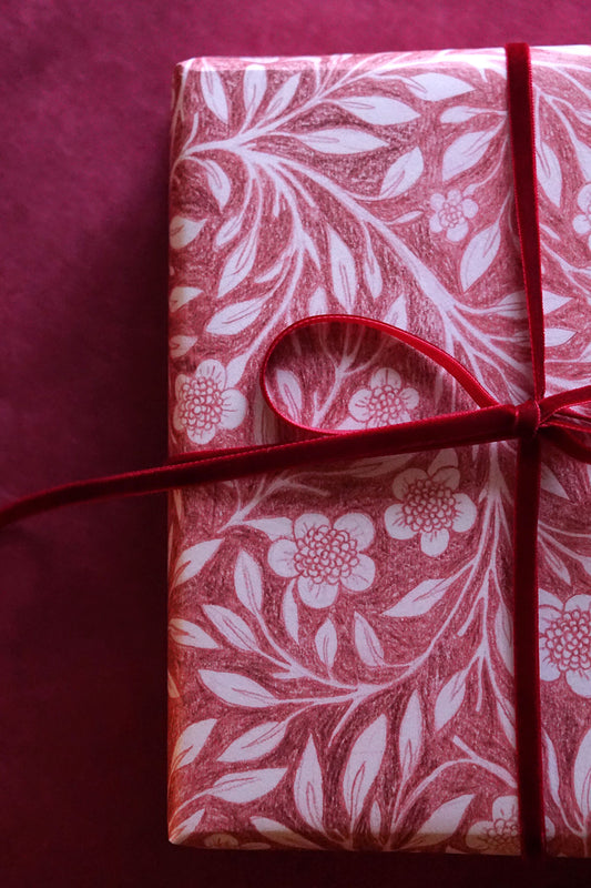 pink floral wrapping paper with botanical illustration - shop gift wrap on wallflower