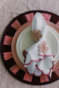 woven napkin ring- pink flower napkin ring by coro cora