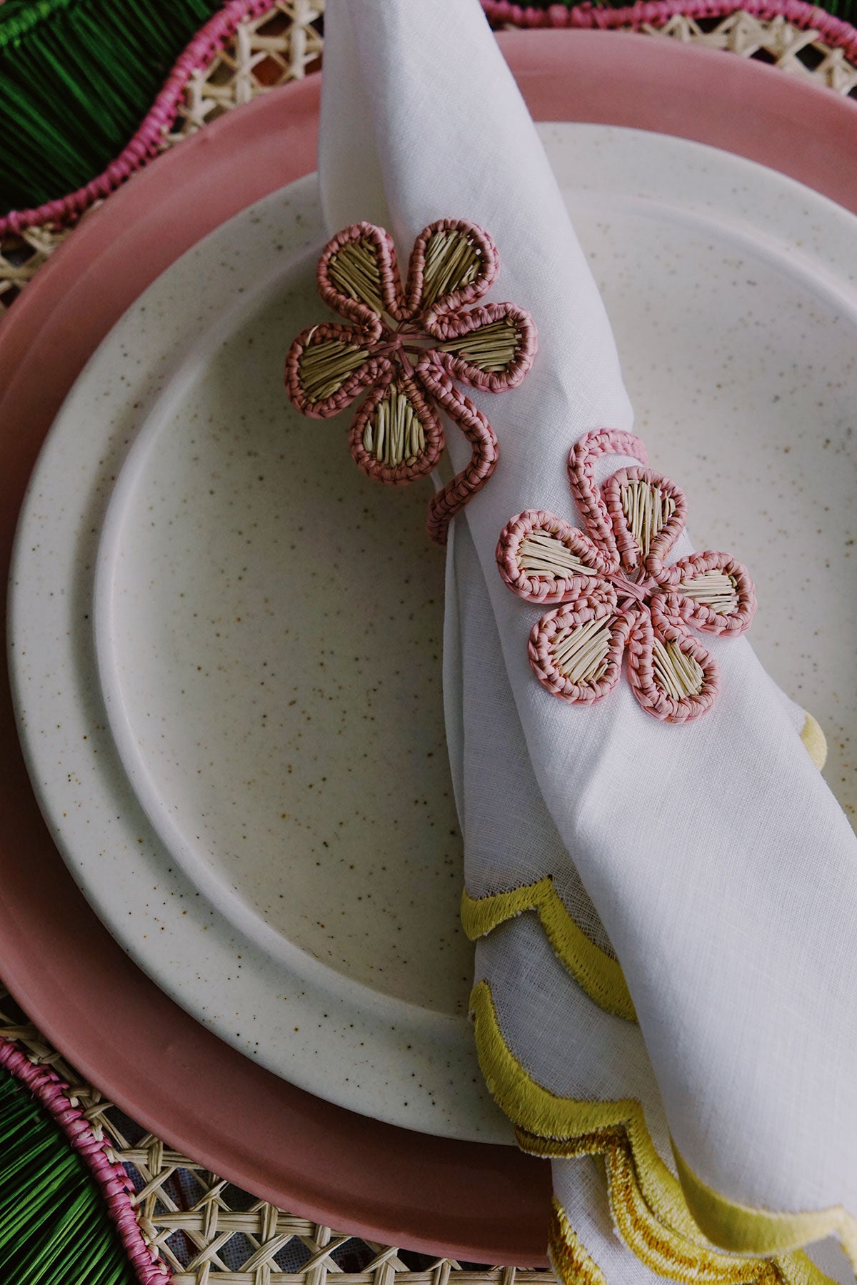flower napkin ring woven napkin ring shop place settings on wallflower ...