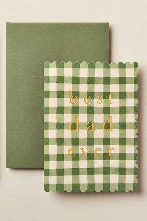 green gingham father's day greeting card for dad