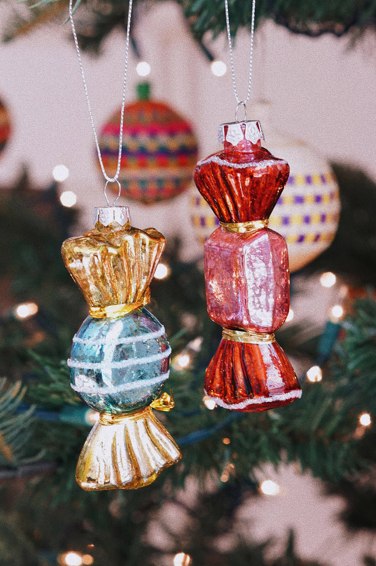 Christmas Candy Glass Holiday Ornament, Blue, A Whimsical Handmade Christmas Ornament