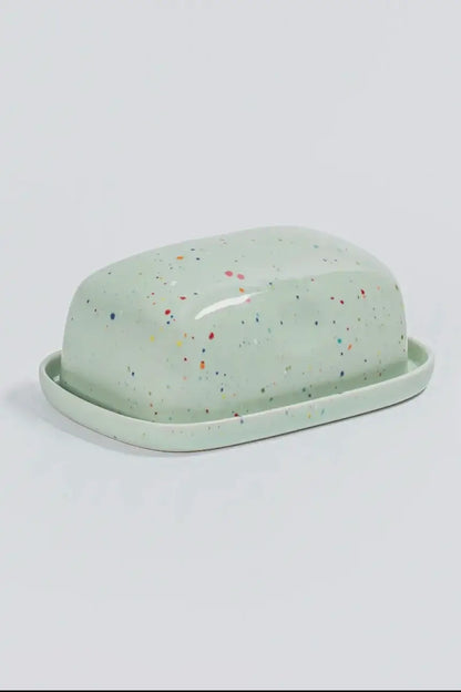 green ceramic butter dish by egg back home
