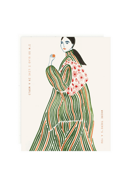 green coat art print greeting card ✿ wallflower shop