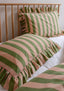 pink and green striped pillow cases with ruffles