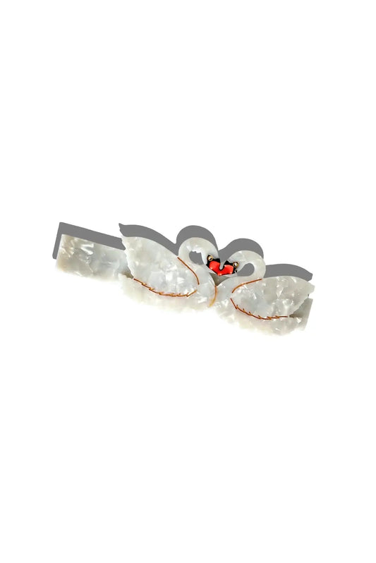 swan hair clip barrette made of cellulose acetate - shop cute hair clips on wallflower
