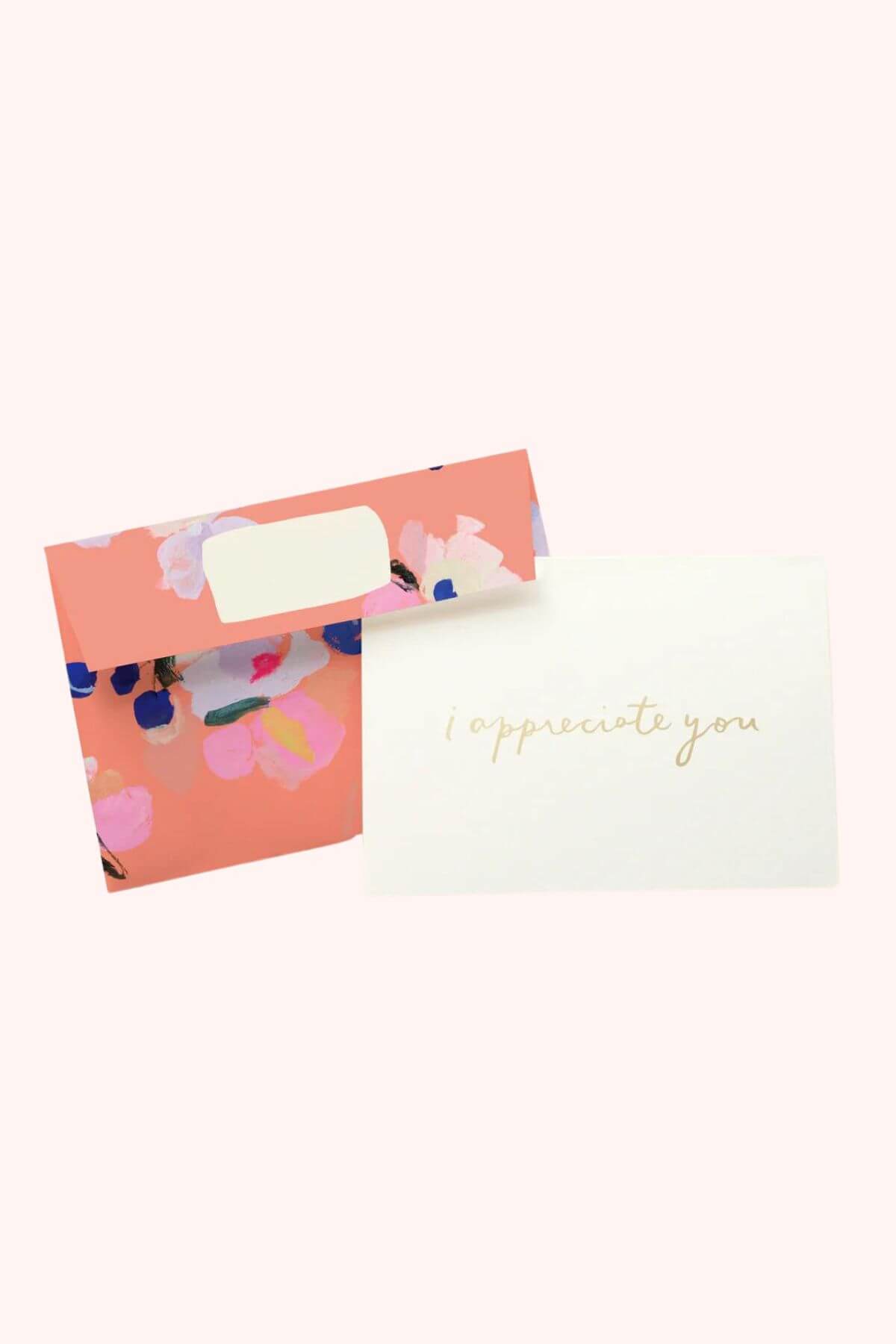 floral thank you cards with gold foil blank inside