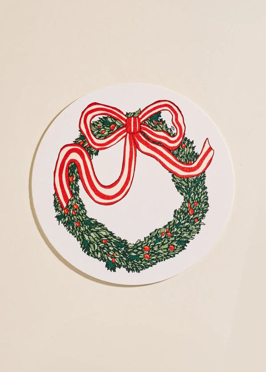 Christmas coasters with wreath and bow illustration - shop party supplies on wallflower
