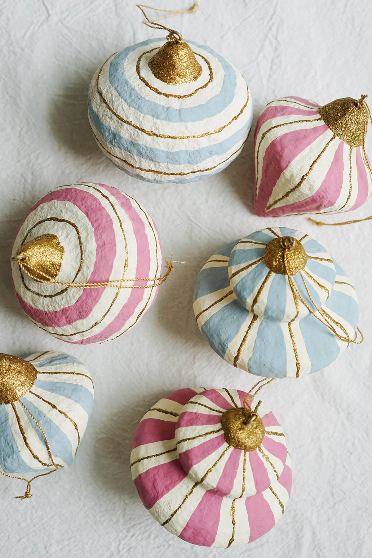 handcrafted christmas ornaments in pink & blue shop paper mache ornaments on wallflower