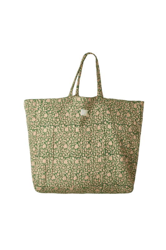 quilted tote bag pink and green floral
