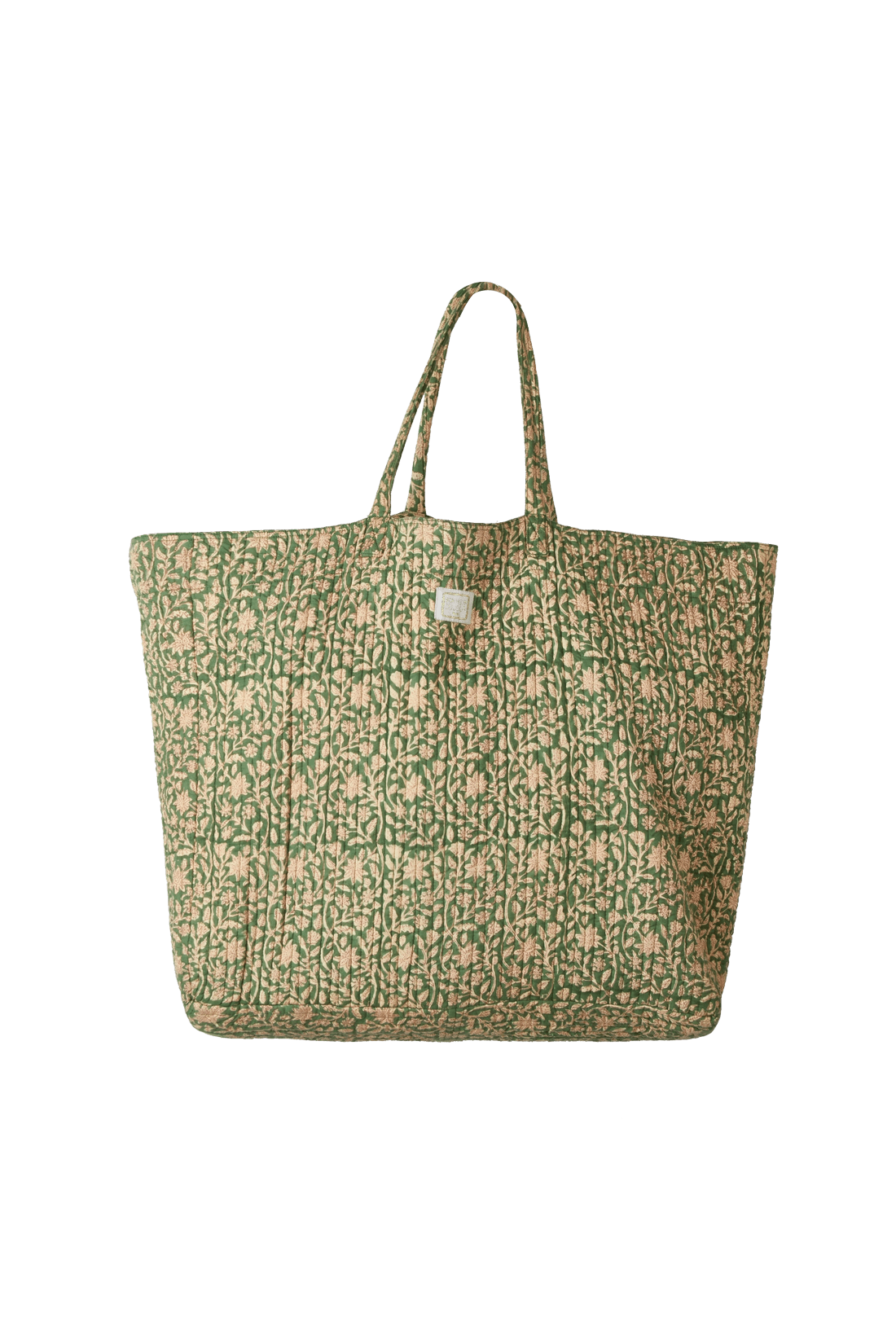 quilted tote bag pink and green floral