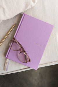beautiful lilac linen journal