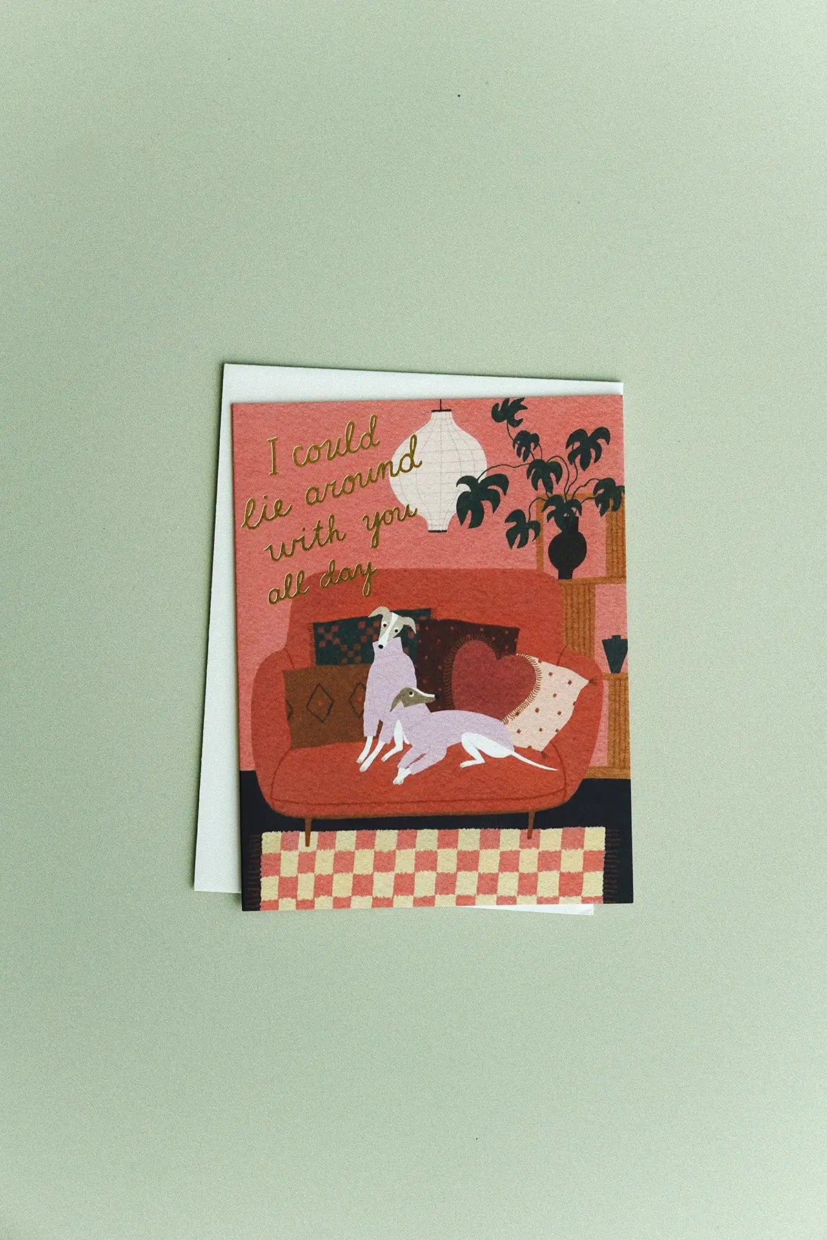 illustrated love card with dogs