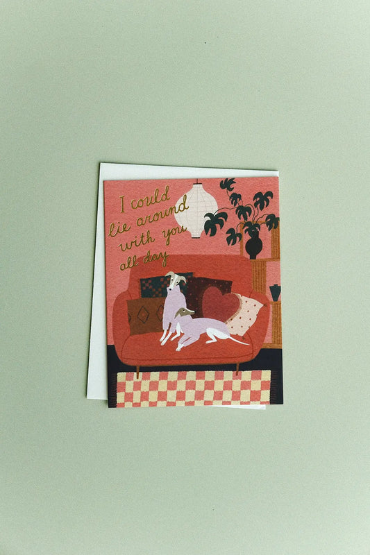 illustrated love card with dogs