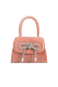 Melie Bianco mini bow bag in velvet blush from shop wallflower