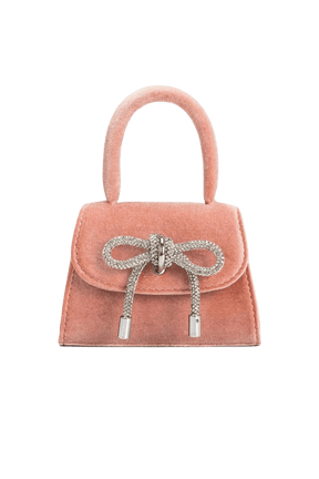 Melie Bianco mini bow bag in velvet blush from shop wallflower