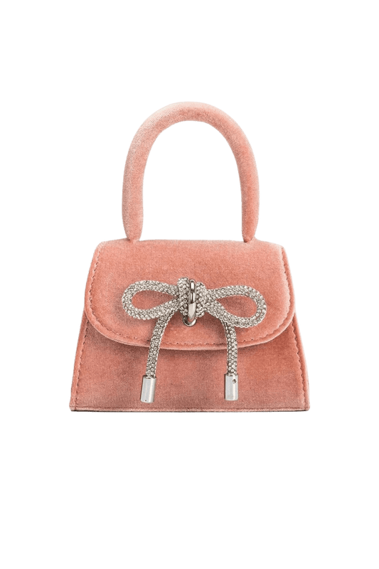 Melie Bianco mini bow bag in velvet blush from shop wallflower