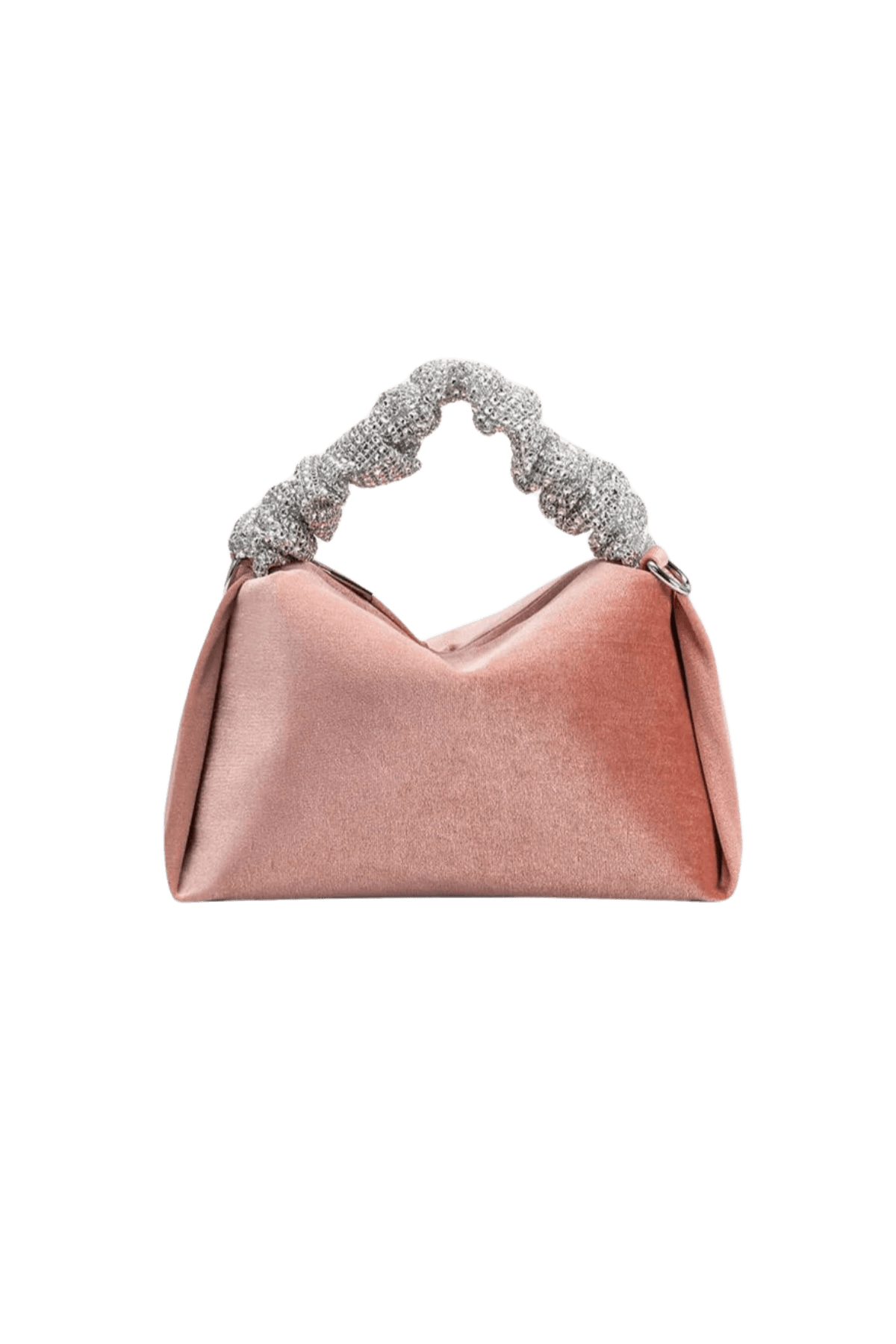 mini top handle bag in pink and silver
