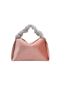 mini top handle bag in pink and silver