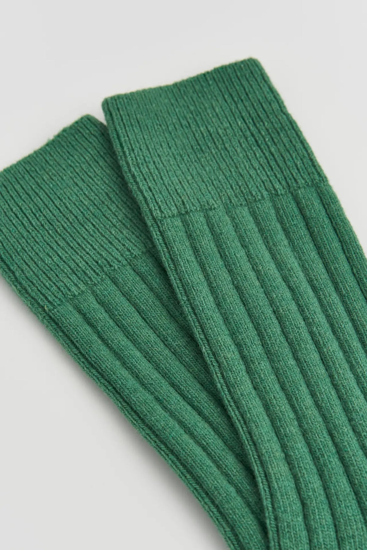 Green Ribbed Merino Wool Crew Socks for Women - Shop Luxury Gifts on Wallflower
