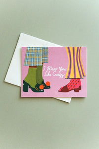 Stylish Socks I Miss You Card