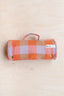 cute plaid picnic blanket with lilac and orange