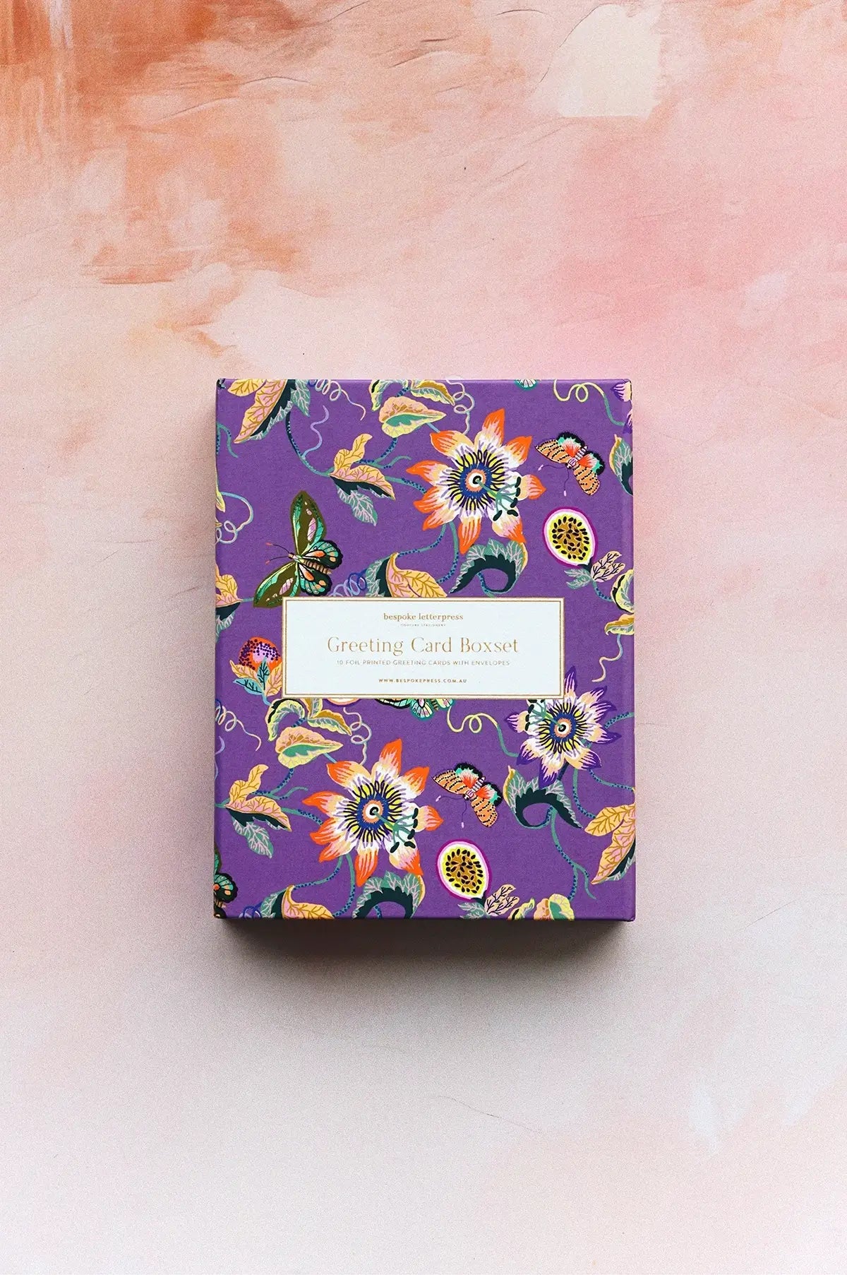 floral gift box of greeting cards by bespoke letter press from wallflower stationery shop