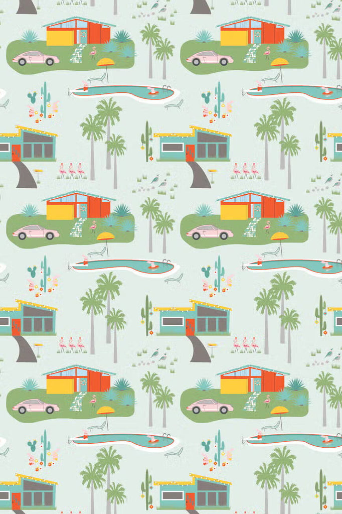 cute midcentury modern houses and palm springs christmas gift wrap