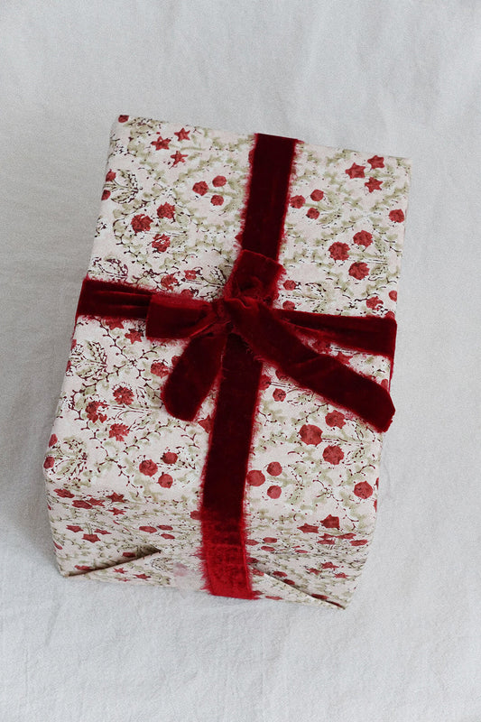 winter floral block print gift wrap sheets - shop eco wrapping paper on wallflower