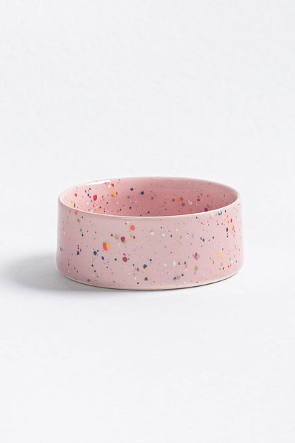 fun pink dog bowl - ceramic dog dish