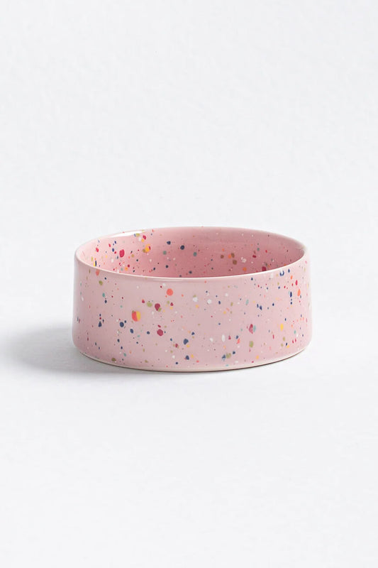 fun pink dog bowl - ceramic dog dish
