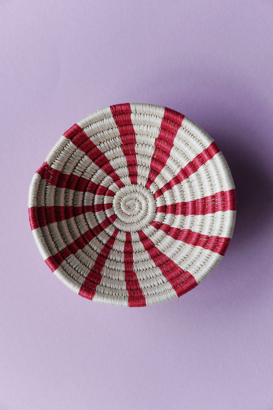 handwoven peppermint candy bowl for holiday decor