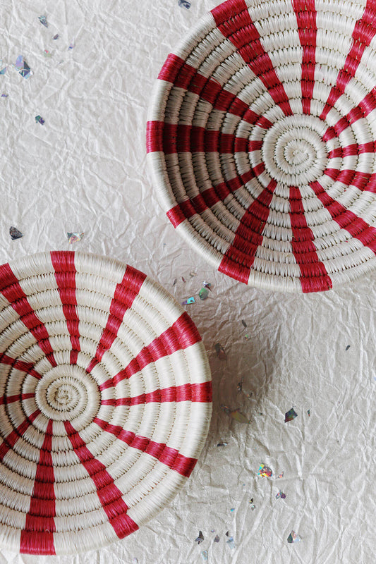 handwoven peppermint candy bowl for holiday decor