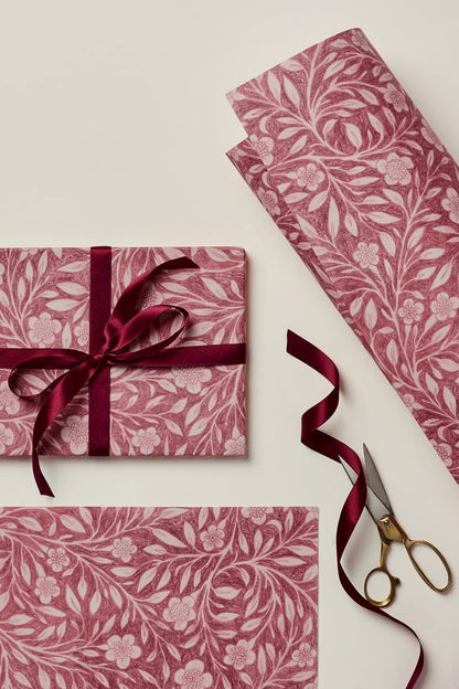 pink floral wrapping paper sheets with blush and deep pink prints