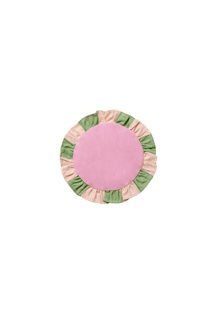 cute coaster set of two pink round ruffle drink coasters