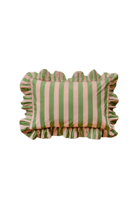 striped pink and green ruffle pillowcases