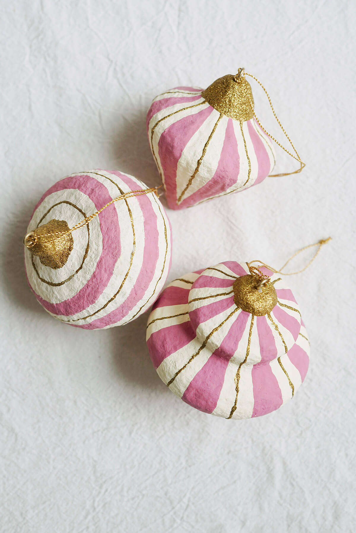 pink paper mache handcrafted christmas ornaments • shop collectible tree ornaments on wallflower