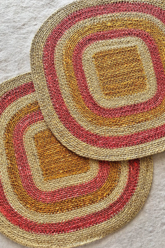 2 pink raffia placemats - shop wallflower